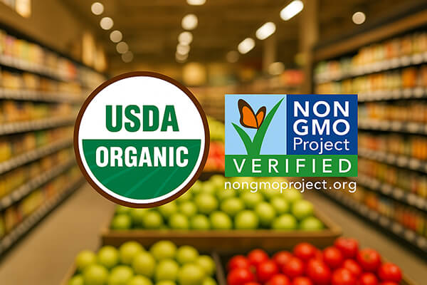 USDA Organic symbol, Non GMO Project logo