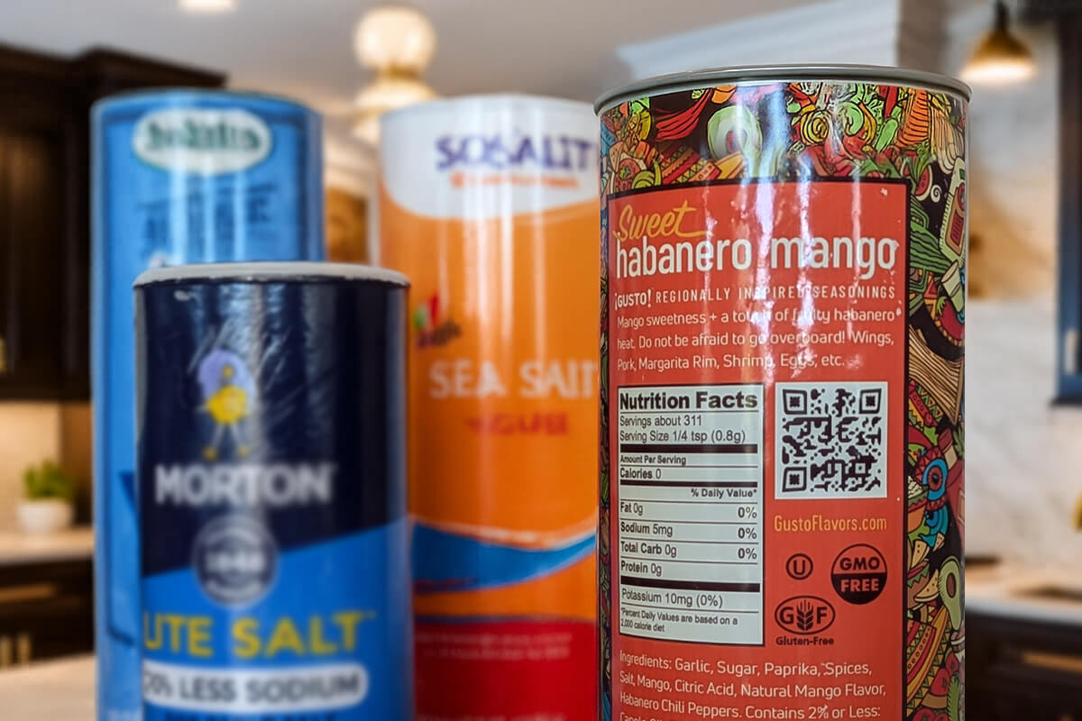 Spice can with kosher, GMO Free, and gluten free symbols