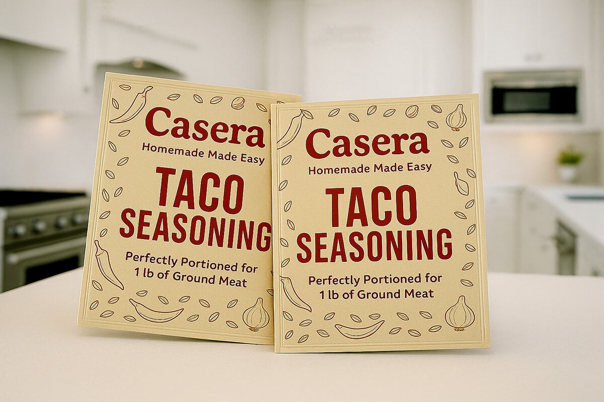 sample label design for a private label, portion control seasoning packet