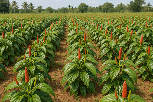 a field of long peppers